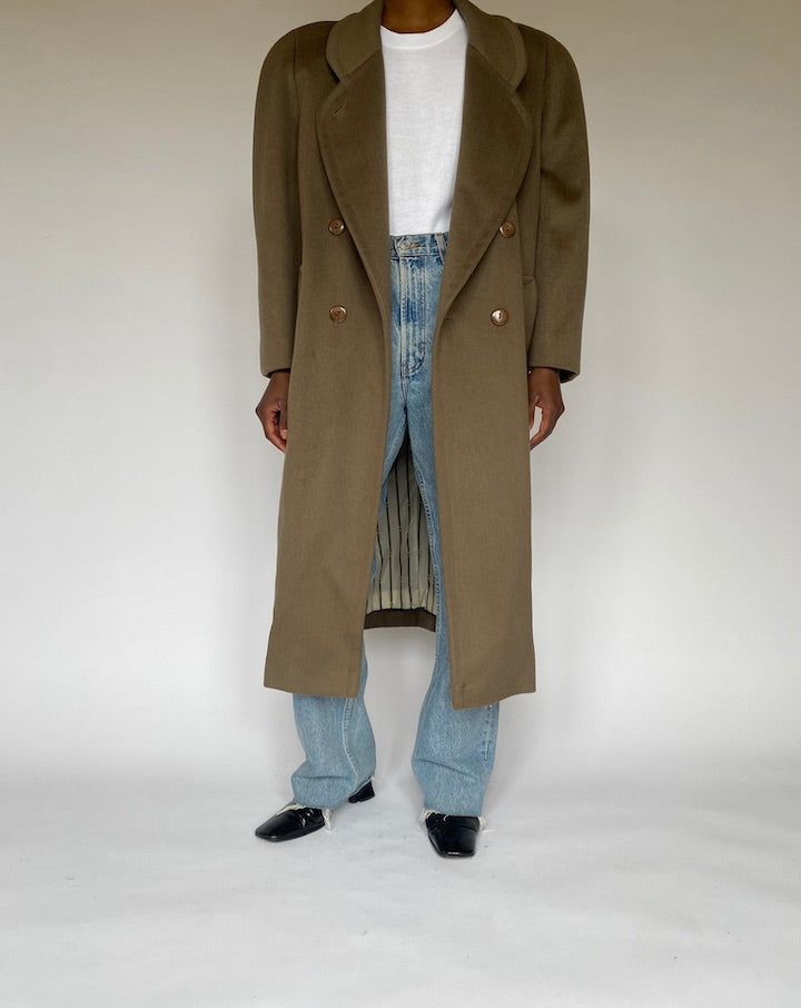 VINTAGE LONG BEIGE WOOL COAT 4901