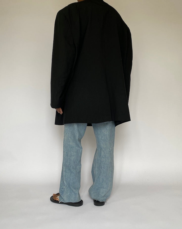 VINTAGE OVERSIZED BLACK WOOL BLAZER 5033