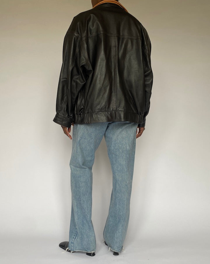 VINTAGE DARK BROWN LEATHER JACKET 4910