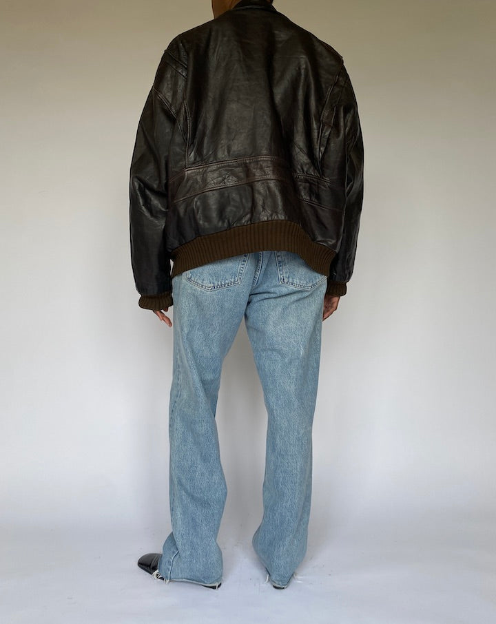 VINTAGE DARK BROWN LEATHER JACKET 4955