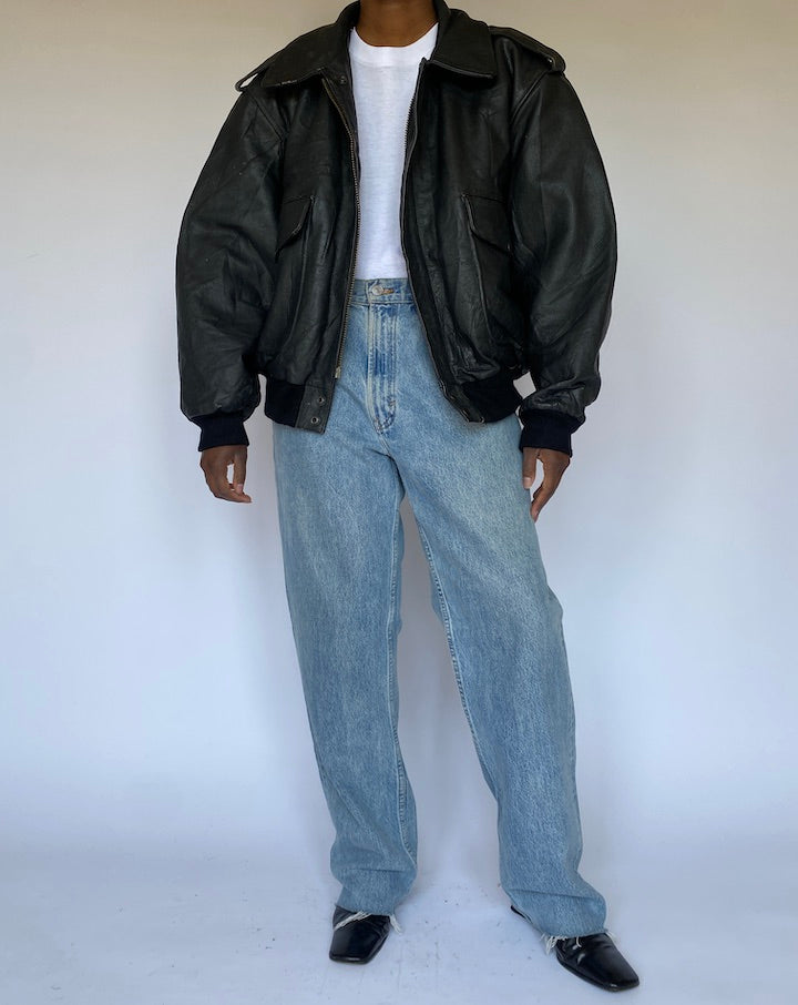 VINTAGE BLACK LEATHER JACKET 4972