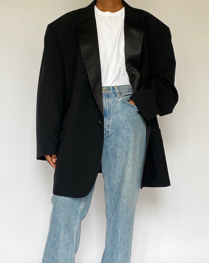 VINTAGE OVERSIZED BLACK WOOL BLAZER 5033