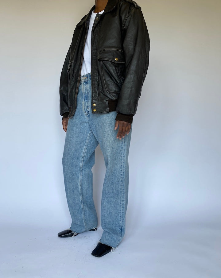 VINTAGE DARK BROWN LEATHER JACKET 4964