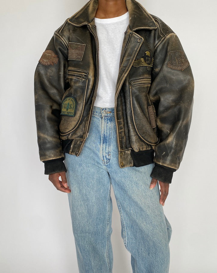 VINTAGE BOMBER LIKE LEATHER JACKET 5006