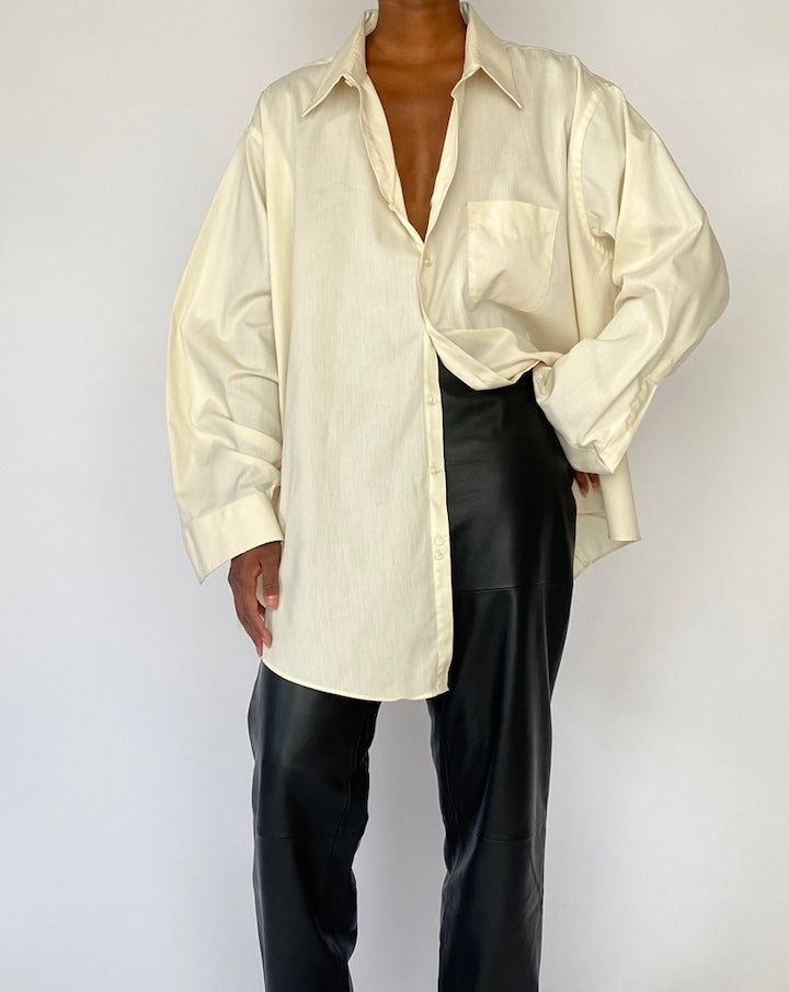 Vintage Oversized Cream Pinstriped Shirt 5167