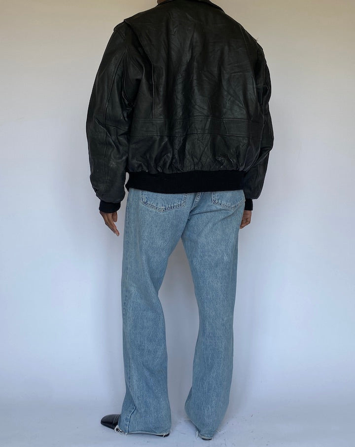 VINTAGE BLACK LEATHER JACKET 4972