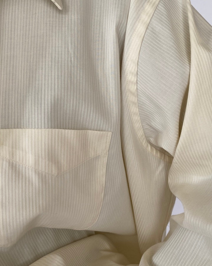 Vintage Oversized Cream Pinstriped Shirt 5167