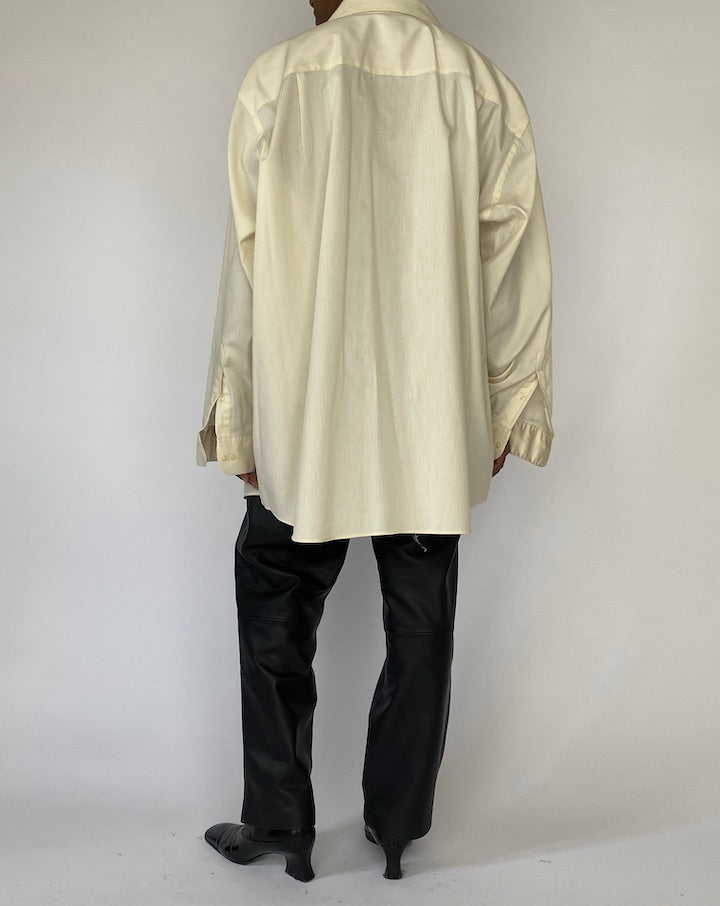 Vintage Oversized Cream Pinstriped Shirt 5167