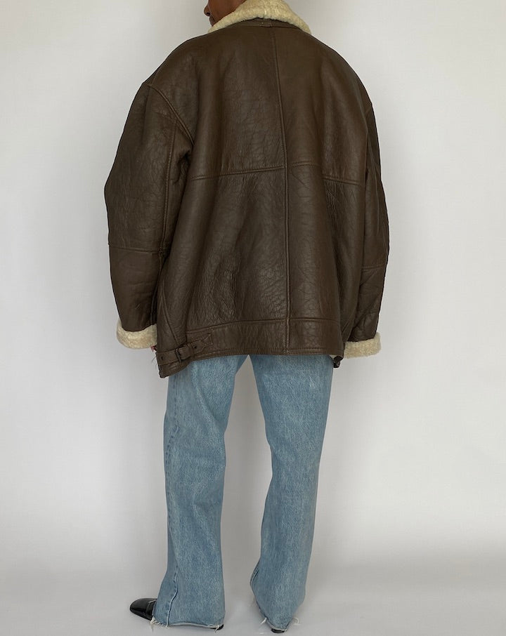 VINTAGE BROWN SHEARLING LEATHER JACKET 4951