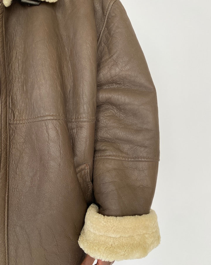 VINTAGE BROWN SHEARLING LEATHER JACKET 4951