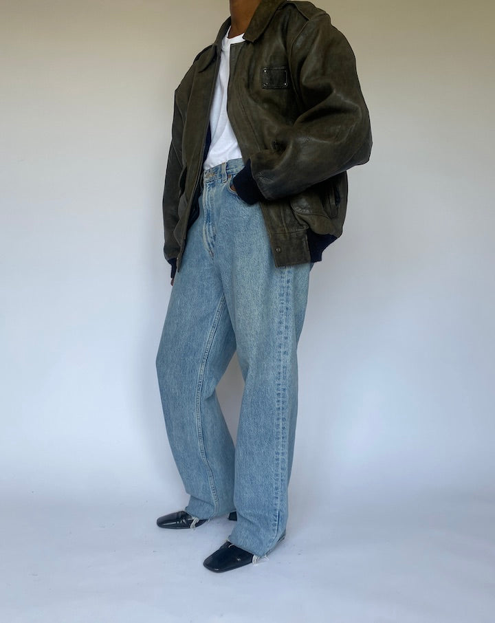 VINTAGE OVERSIZED BOMBER LIKE LEATHER JACKET 4938
