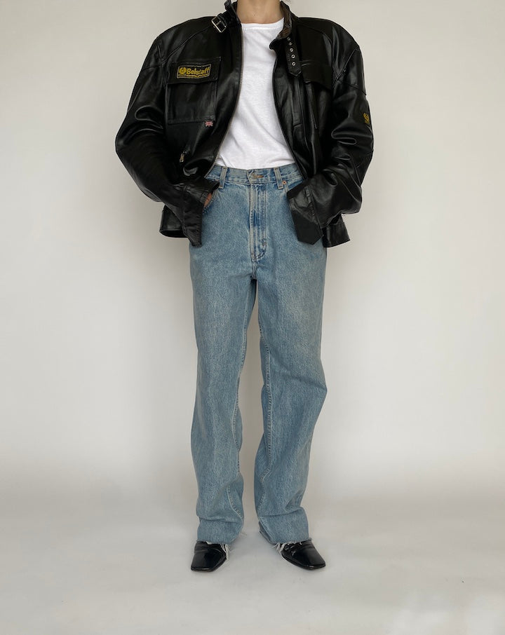 VINTAGE BLACK OVERSIZED LEATHER JACKET 4706