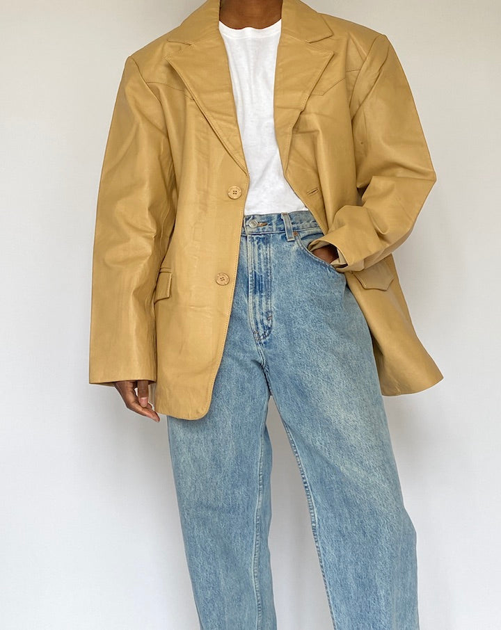 VINTAGE BEIGE LEATHER JACKET 5087