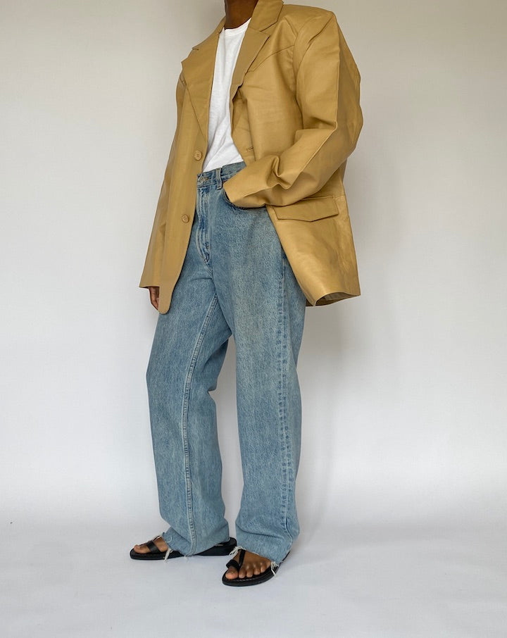VINTAGE BEIGE LEATHER JACKET 5087