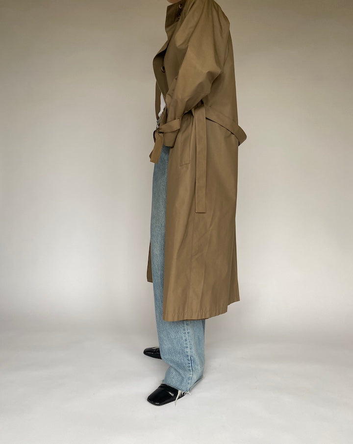 VINTAGE BEIGE LONG TRENCH COAT 4743