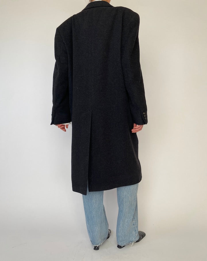 Vintage grey wool and cashmere blended oversized coat 5237