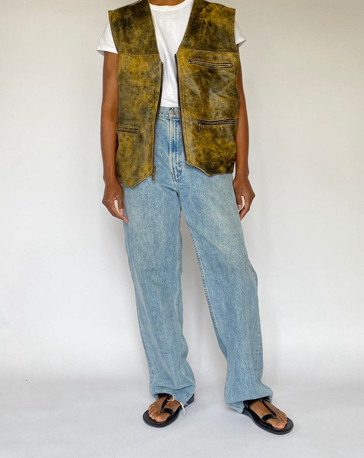 VINTAGE OVERSIZED LEATHER VEST 5088