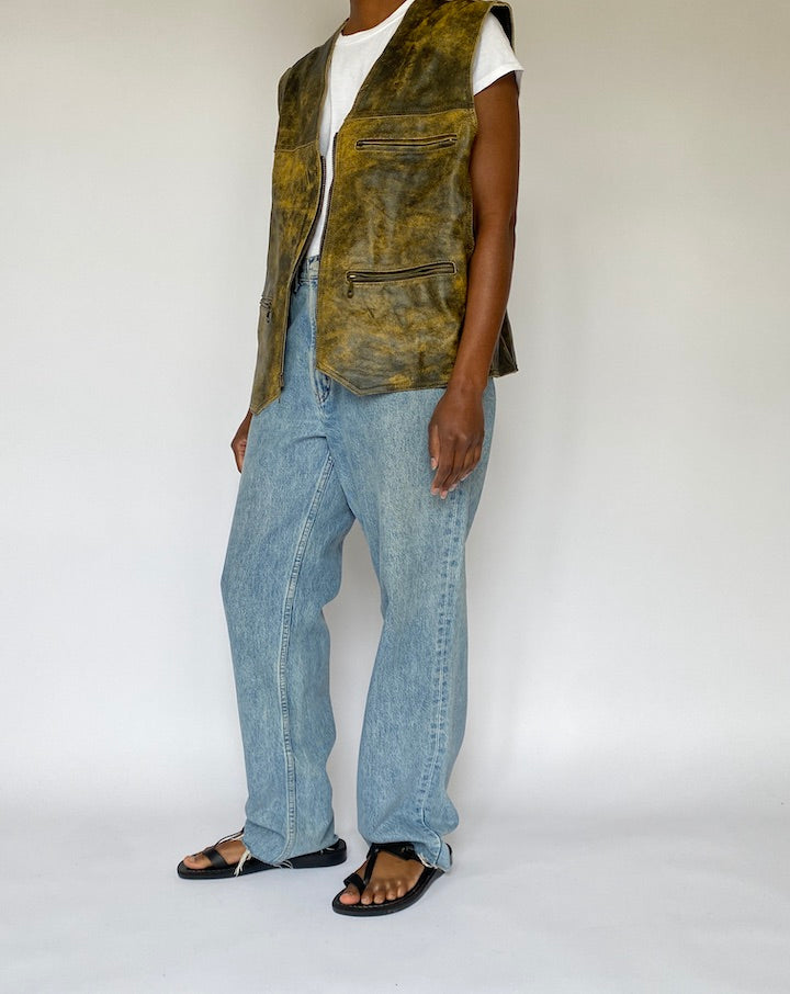VINTAGE OVERSIZED LEATHER VEST 5088
