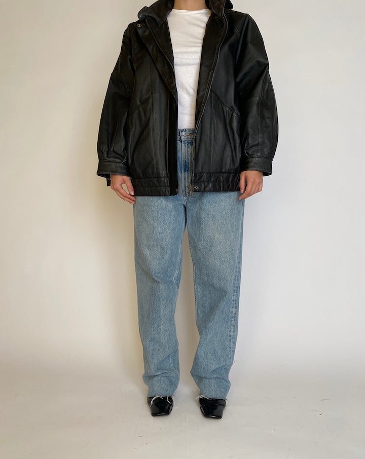 VINTAGE BLACK LEATHER JACKET 4576