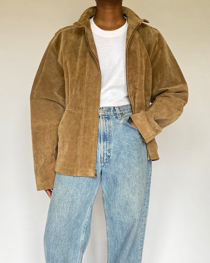 VINTAGE BEIGE SUEDE LEATHER JACKET 4897