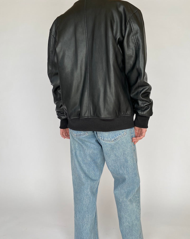 VINTAGE BLACK GUESS LEATHER JACKET 4829