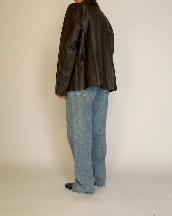 VINTAGE DARK BROWN LEATHER JACKET 4605