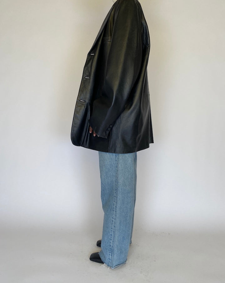 VINTAGE OVERSIZED BLACK LEATHER JACKET 4462