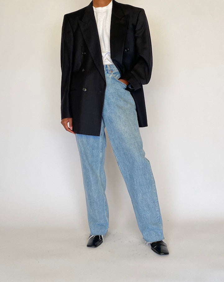 VINTAGE BLACK CHECKED BLAZER 4498