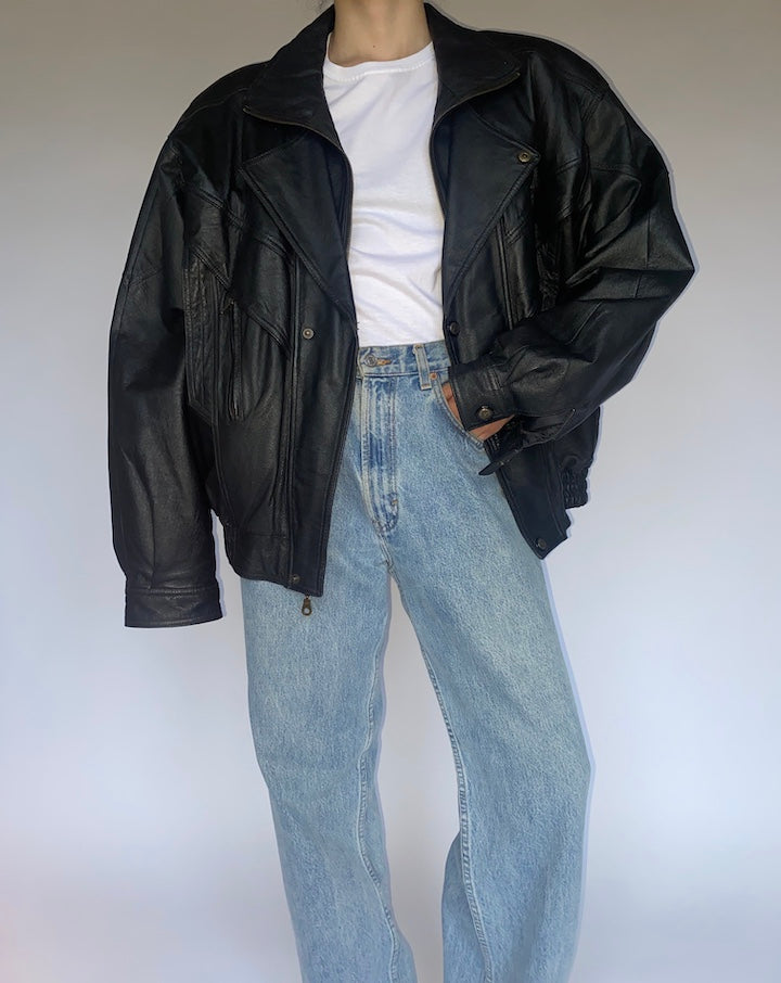 VINTAGE OVERSIZED BOMBER LEATHER JACKET 4739