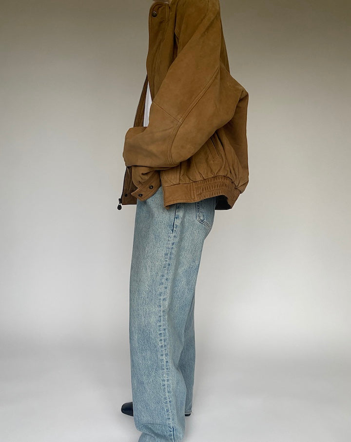 VINTAGE OVERSIZED BROWN BOMBER-LIKE LEATHER JACKET 4760