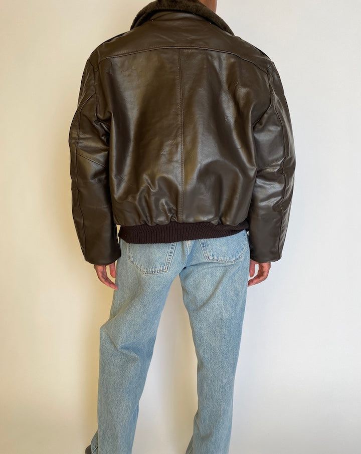 VINTAGE BOMBER-LIKE LEATHER JACKET 4516