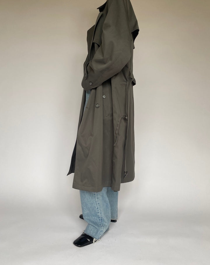 VINTAGE OVERSIZED GREY TRENCH COAT 4744