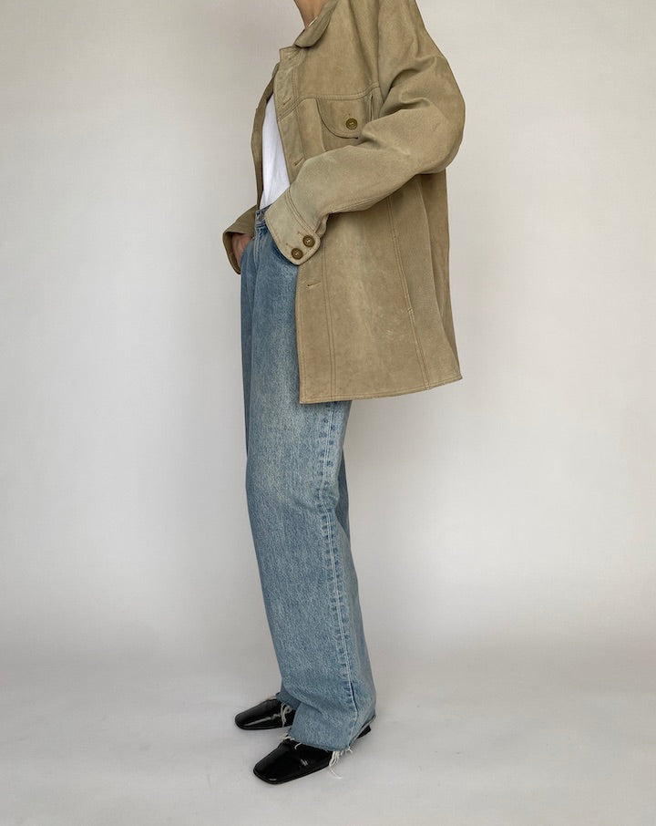 VINTAGE LIGHT BEIGE SUEDE LEATHER JACKET 4813