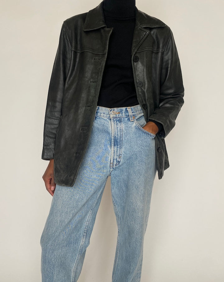 VINTAGE BLACK LEATHER JACKET 4374
