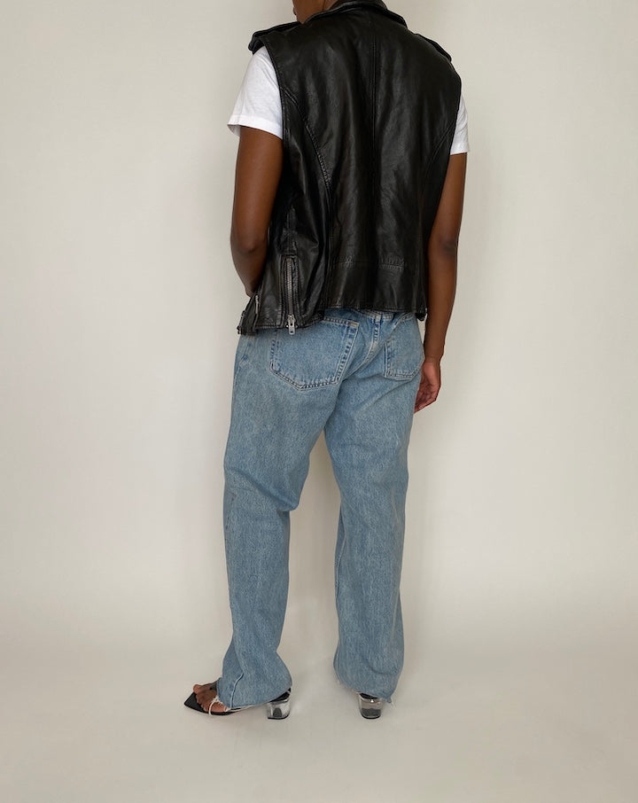 VINTAGE BLACK LEATHER VEST 3931