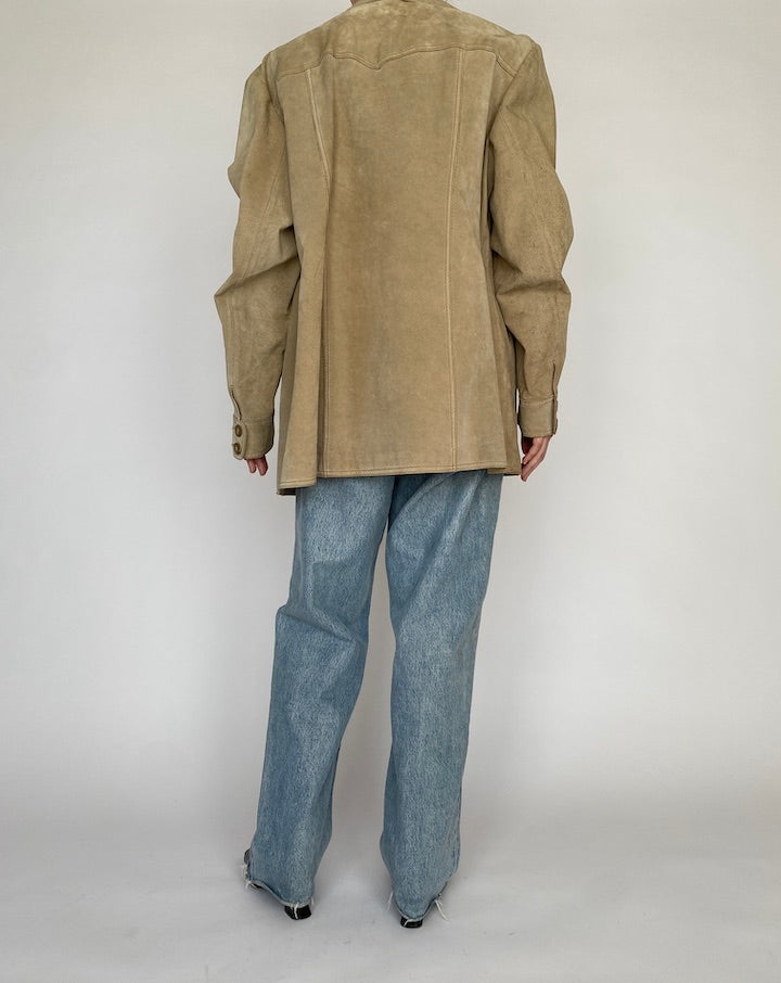 VINTAGE LIGHT BEIGE SUEDE LEATHER JACKET 4813