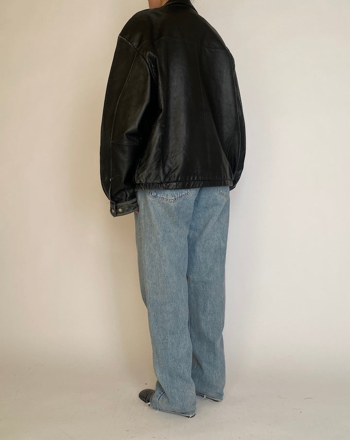 VINTAGE BLACK BOXY LEATHER JACKET 4601