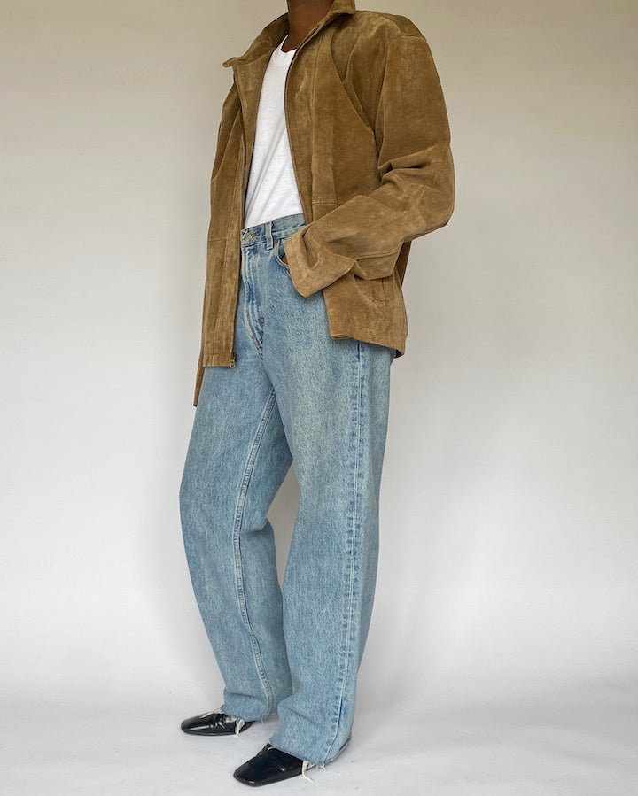 VINTAGE BEIGE SUEDE LEATHER JACKET 4897