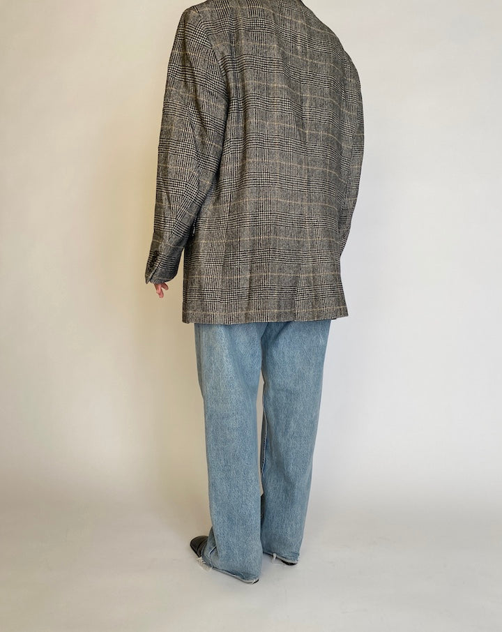 VINTAGE GREY OVERSIZED HOUNDSTOOTH BLAZER 4550