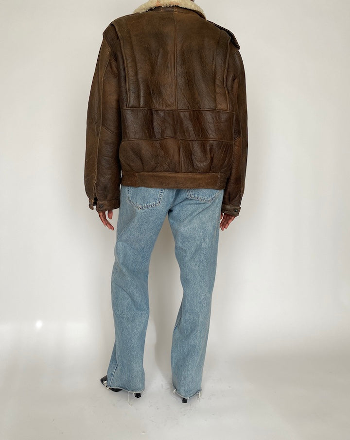 VINTAGE BROWN BOMBER LEATHER JACKET 4435