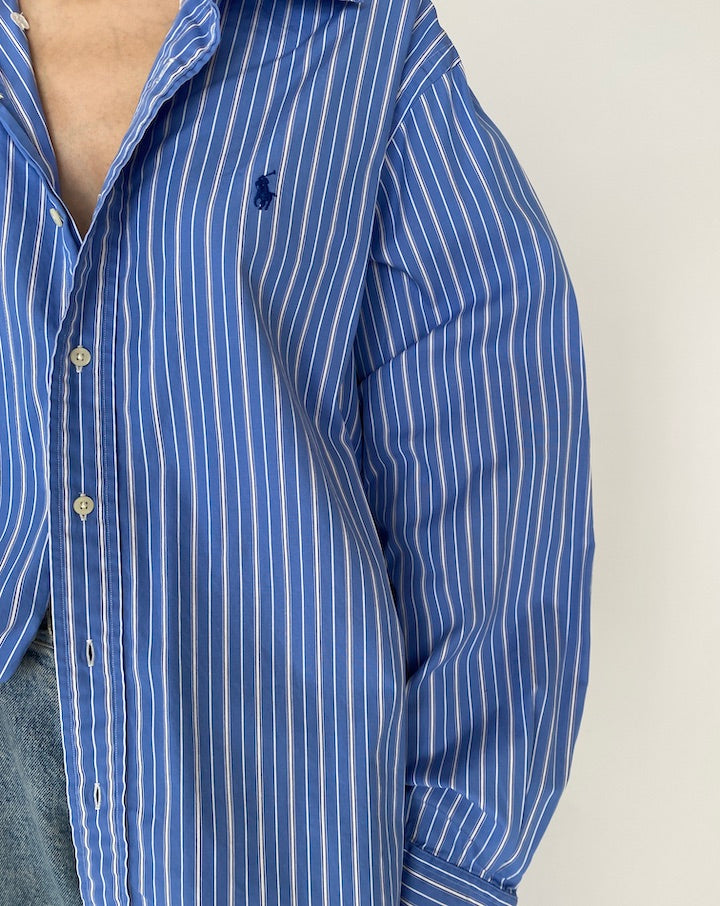 VINTAGE OVERSIZED BLUE STRIPED RALPH LAUREN SHIRT 4732