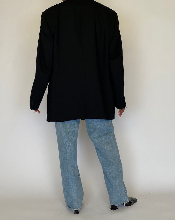 VINTAGE BLACK DOUBLE-BREASTED BLAZER 4497