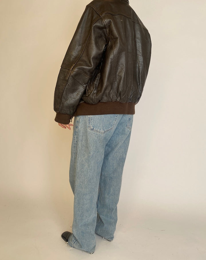 VINTAGE DARK BROWN LEATHER JACKET 4606