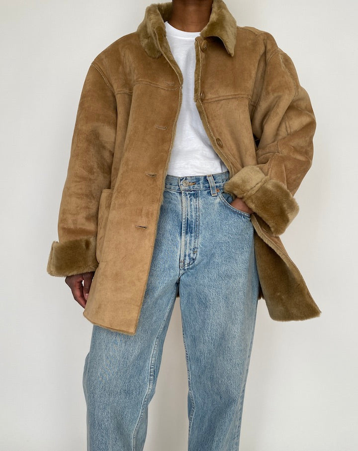 VINTAGE BEIGE FAUX FUR JACKET 4660