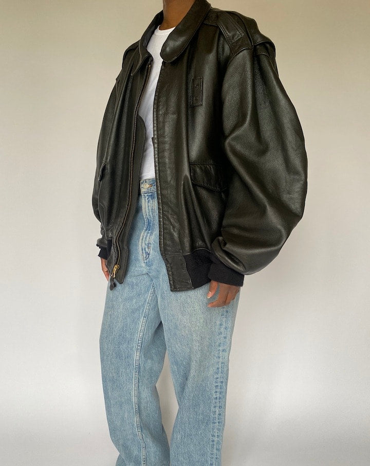 VINTAGE OVERSIZED BOMBER LEATHER JACKET 4859