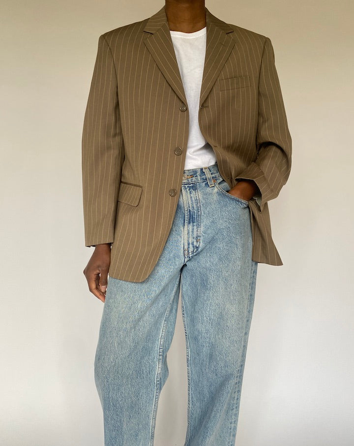 VINTAGE BEIGE PINSTRIPED BLAZER 4890