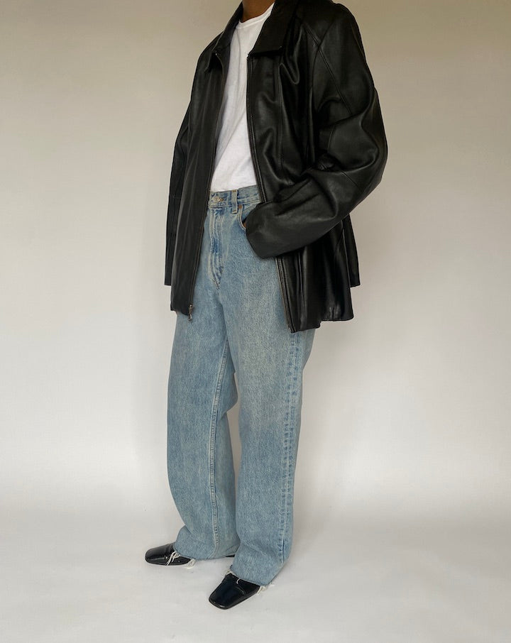 VINTAGE BLACK LEATHER JACKET 4860