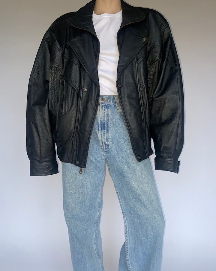 VINTAGE OVERSIZED BOMBER LEATHER JACKET 4739