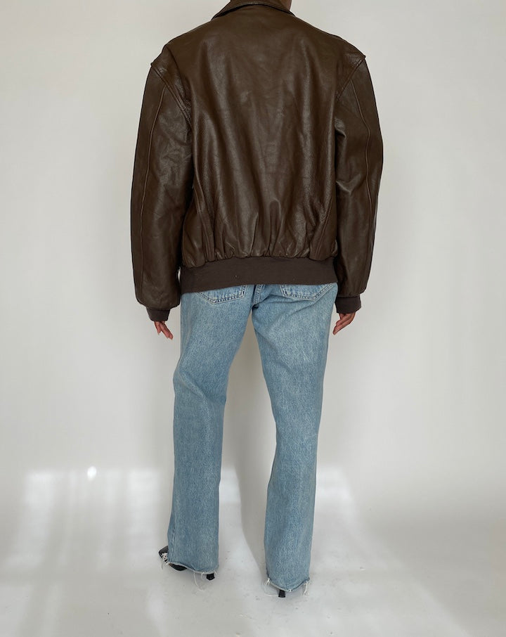 VINTAGE BROWN BOMBER LEATHER JACKET 4439
