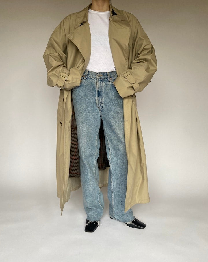 Vintage Oversized Beige Trench Coat 4745